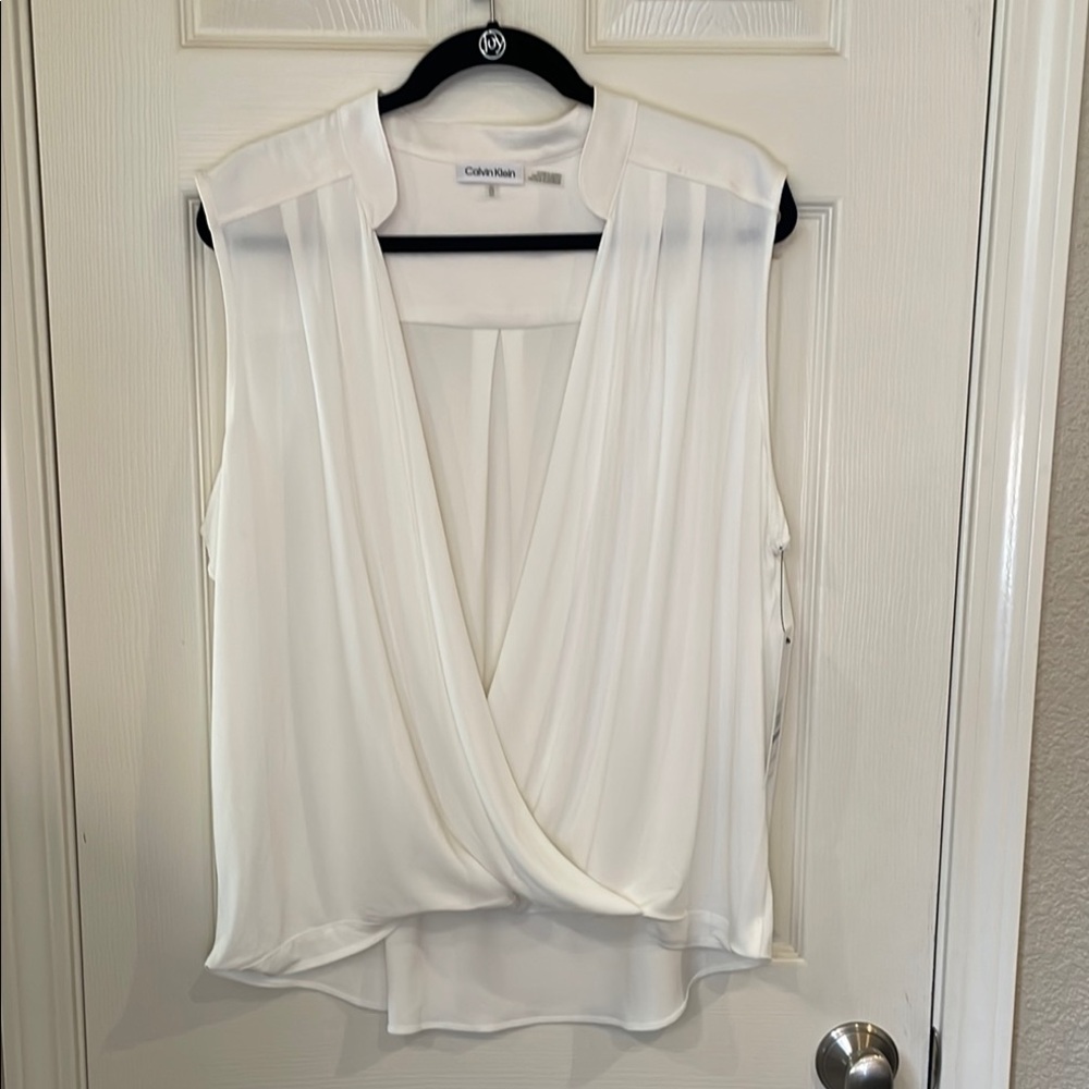 Calvin Klein Women's Cream Draped Blouse